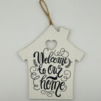 Welcome Home Sign Wooden House Hanging Wall Decor