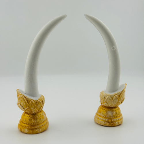 White and Gold Decorative Tusk Pair