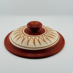 Decorative clay pot lid with traditional Sri Lankan engraved pattern